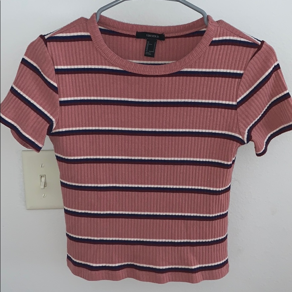 Pink Striped Crop Top Size Small